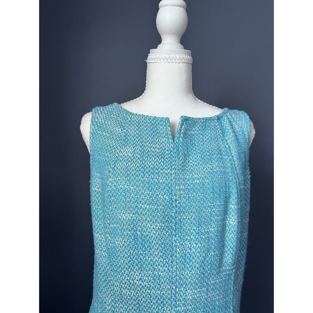Talbots Sleeveless Dress Teal Tweed Summer Spring Coastal Preppy Classic 12P - Picture 4 of 13